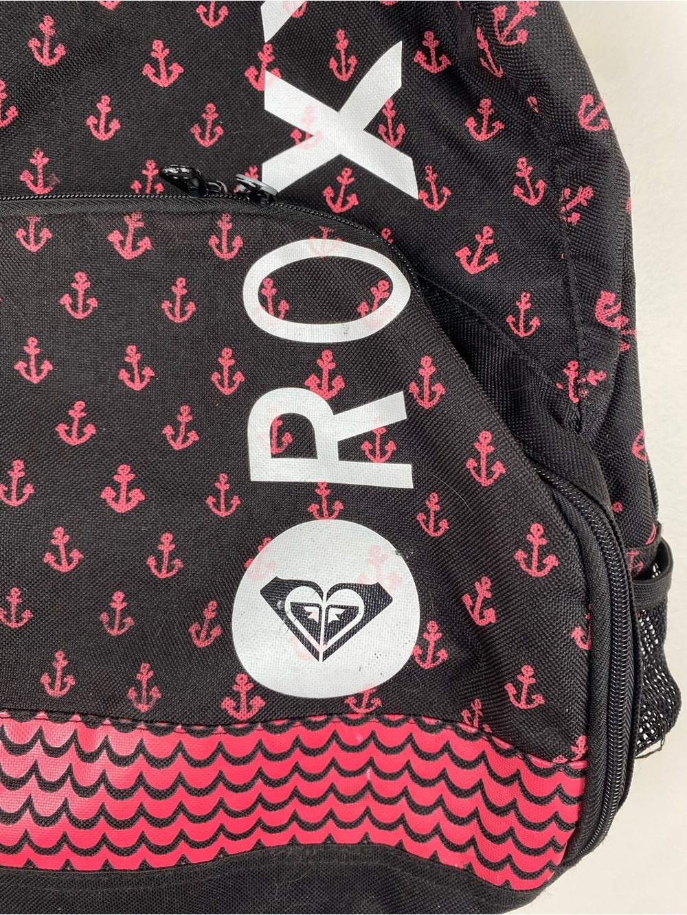 Roxy Black and Pink Anchor Print Backpack - Picture 2 of 6